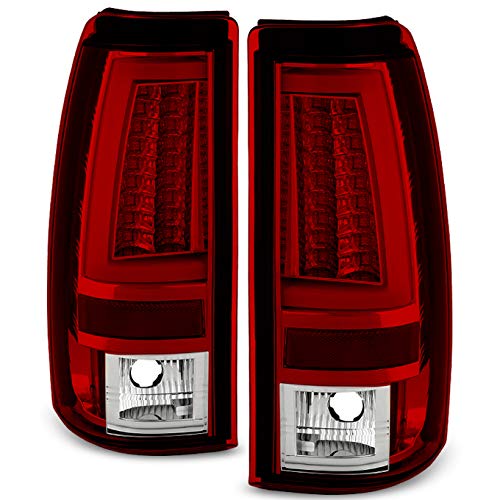 For 2003-2006 Silverado 05-07 Silverado Hybrid Pickup Truck Red Clear V2 LED Tail Lights Brake Lamps Pair