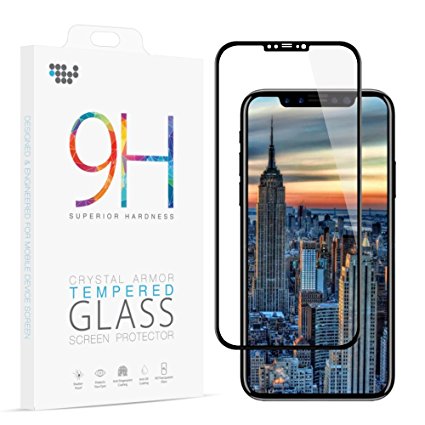 Apple IPHONE X Full Screen LCD Protecter 9H Hardness HD TEMPERED GLASS Cover Film Guard 3D Curve Crystal Clear Shield Guard Armor (Black Border)