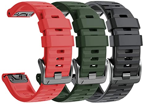 NotoCity Compatible with Fenix 6X Pro Band 26MM Watch Bands for Fenix 6X/Fenix 6X Pro/Fenix 5X/Fenix 5X Plus/Fenix 3/HR/Descent MK1/D2 Delta PX/D2 Charlie(Black/red/Army Green)