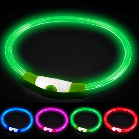 HYDE & HOUND LED Dog Collar Glow Light Collar for Dogs – Ultra - Bright Colours – Adjustable Cut to Size – USB Rechargeable Lithium Battery – Night Visibility & Safety (Green)