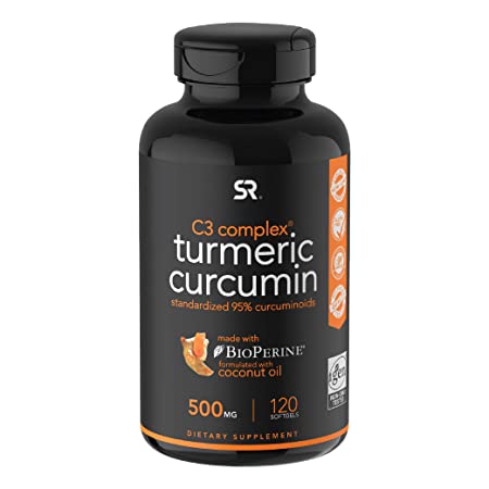 Sports Research Turmeric Curcumin C3 Complex 500 Mg with 95% Curcuminoids,Bioperine and Organic Virgin Coconut Oil. 120 Capsules