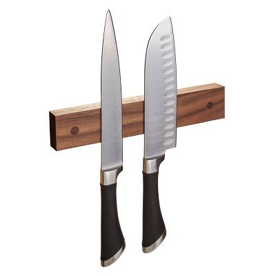 Powerful Magnetic Knife Strip, Solid Wall Mount Wooden Knife Rack, Bar. Unique gift Made in USA (Walnut, 8")