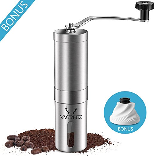 Manual Coffee Grinder Stainless Coffee Bean Grinder  Replacement Ceramic Conical Burr, 3 Cup Coffee, Burr Grinder for Drip French Press Aeropress Coffee Maker Espresso Grinder Hand Coffee Mill Grinder