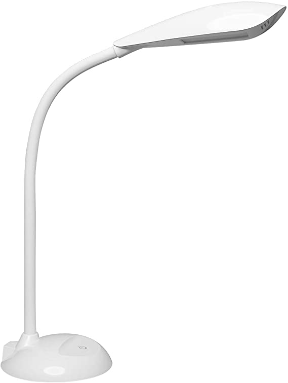 ANNAITE LED Desk Lamp 4.4w Energy Saving Table Lamp Space Saving Easy to Carry Flexible Gooseneck Eye Caring Dimmable Reading Light 3 Brightness Levels Touch Control FCC Listed (White)