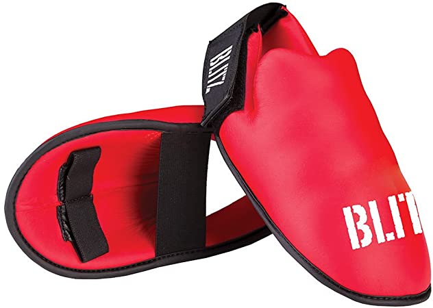 Blitz Karate Foot Guard PU Elite Protection Taekwondo - Blue Red