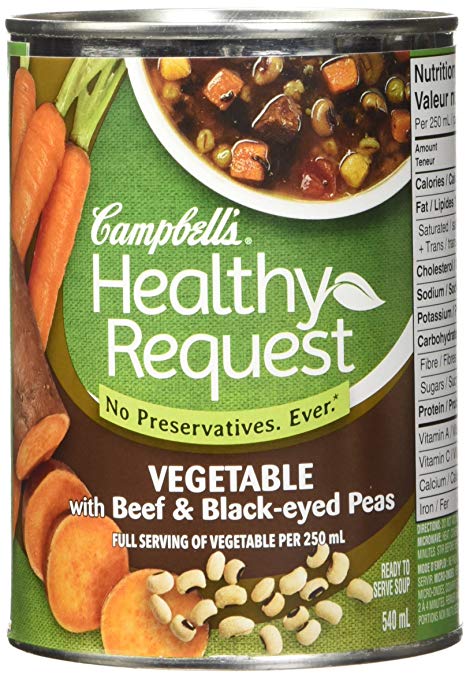 Campbell’s Healthy Request Vegetable with Beef & Black-eyed Peas Soup, 540mL