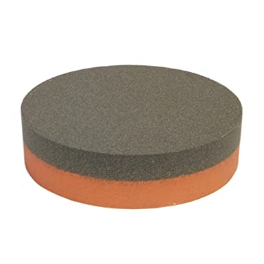 Norton Abrasives IB64 India AO Combination Grit Benchstone With Coarse and Fine Grits, Aluminum Oxide Abrasive, Orange/Brown Colors, Round, 4" Diameter x 1" Thick