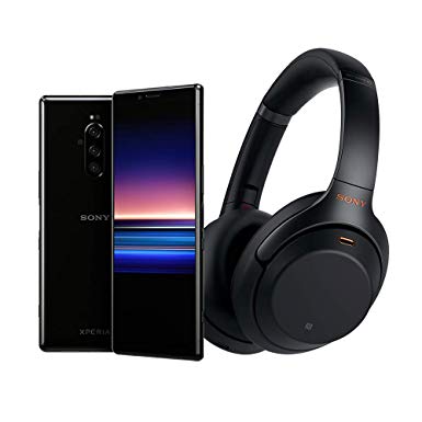 Sony Xperia 1 with Alexa Hands-Free - Unlocked Smartphone - 128GB - Black and WH1000XM3 Wireless Noise Cancelling Heaphones bundle