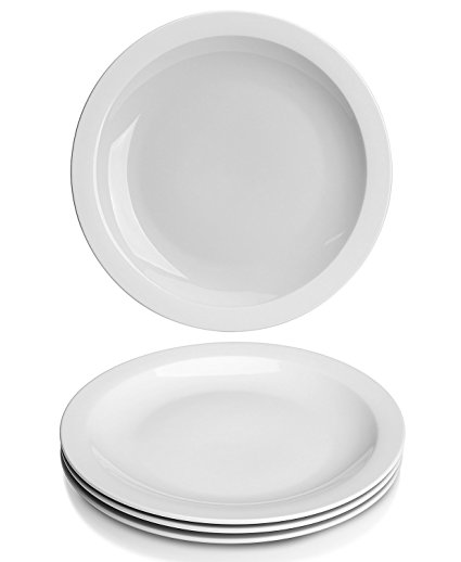 YHY 10.6 inch Porcelain Dinner Plates, White Round Plate Set (4 Packs)