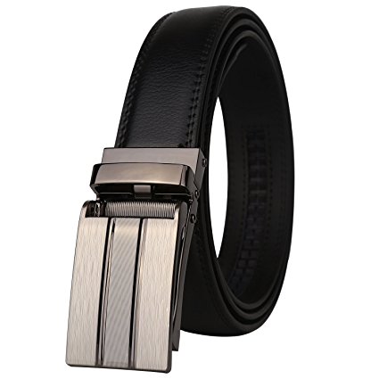 Dante Ratchet Click Genuine Leather Dress Belt for men with Automatic Buckle 1 1/8" Width