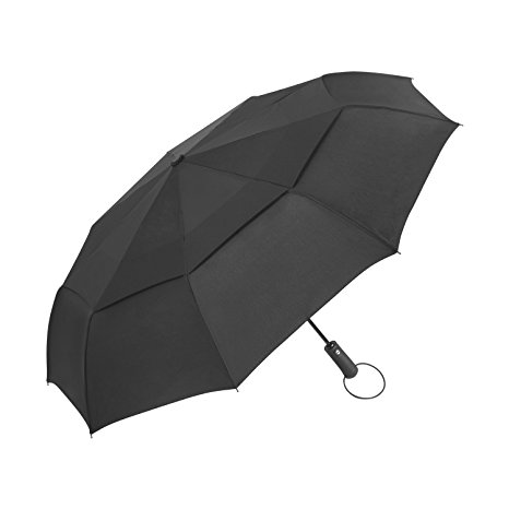 Travel Umbrella - Windproof Compact Umbrella with Double Canopy Construction - Auto Open&Close,Sturdy, Portable and Lightweight   Lifetime Guarantee (Black, 45inch)