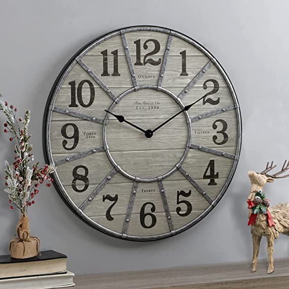 FirsTime & Co. 27" Cooper Wall Clock, Gray/Galvanized