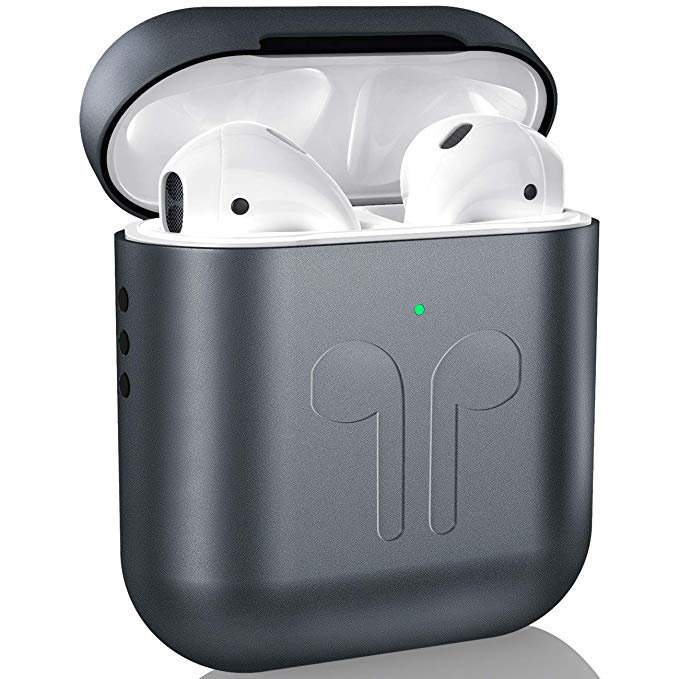 Metal AirPods Case, Full Protective Cover Accessories Compatible with Airpods Wireless Charging Case-Dark Gray