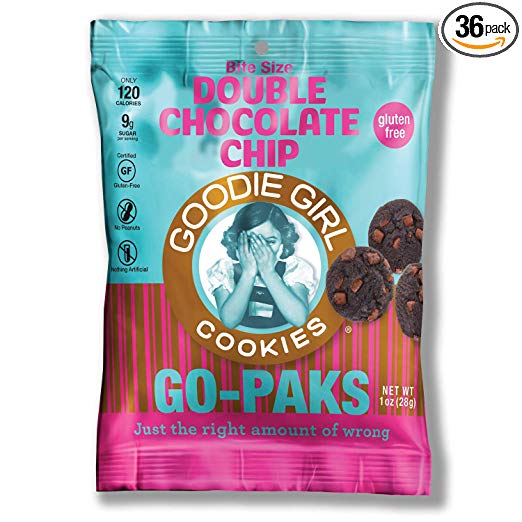Goodie Girl Cookies, Double Chocolate Chip Gluten Free Cookies, Single Serving Individual Go-Paks Snack Pack Cookies, Kosher, Peanut Free, Gluten Free Cookies (1oz Bags, Pack of 36)