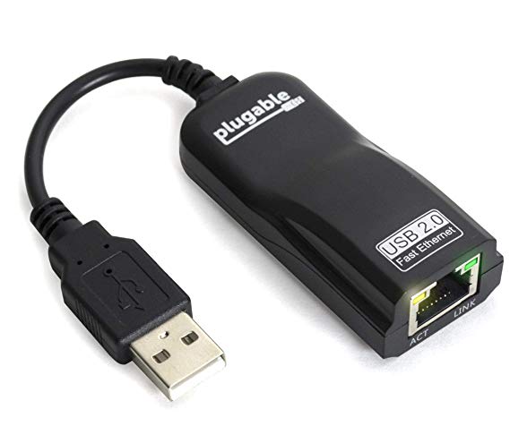 Plugable USB 2.0 to Ethernet Fast 10/100 LAN Wired Network Adapter Compatible with MacBook, Chromebook, Windows, Linux, Wii, Wii U & Switch Game Console