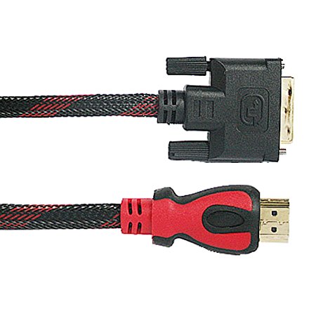 HDE Gold Plated High Speed HDMI TO DVI-D 24 1 Adapter Cable with Braided Fabric Jacket - 5ft