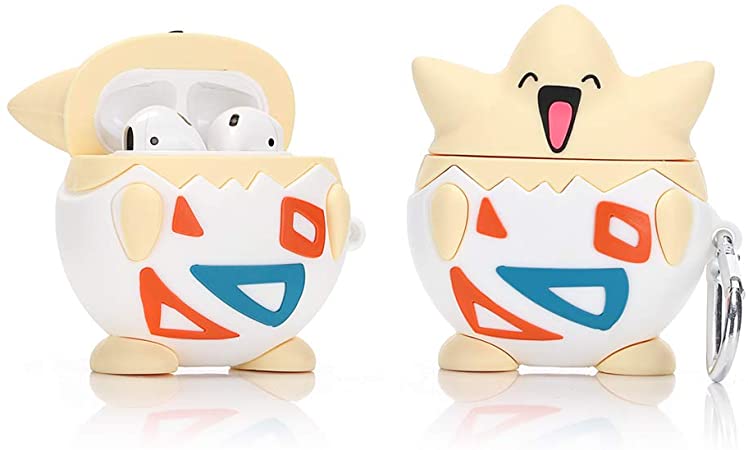 ZAHIUS Airpods Silicone Case Funny Cover Compatible for Apple Airpods 1&2 [Cartoon Pokemon Pattern][Best Gift for Girl Boy](Togepi)