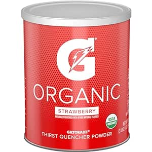 G ESSNTL Organic Gatorade Thirst Quencher Powder, Strawberry, 50.9 oz Canister (Pack of 3)