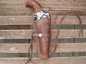 Western Express Brown Right Handed Tooled Leather Gun Holster