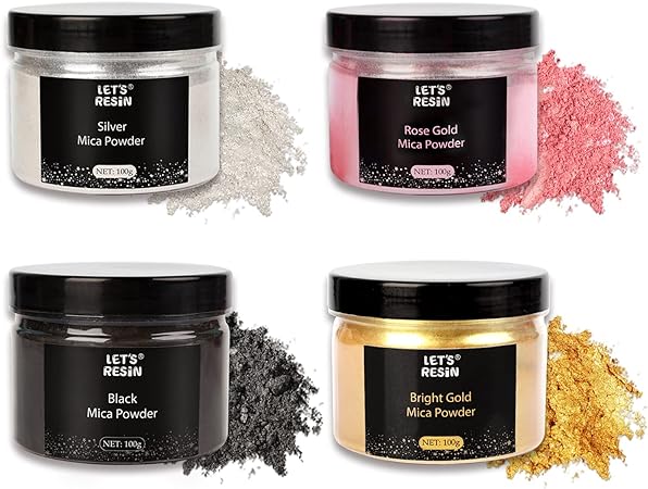 LET'S RESIN 3.5OZ/100G Mica Pigment Powder (Black Gold Rose Gold Sliver White)