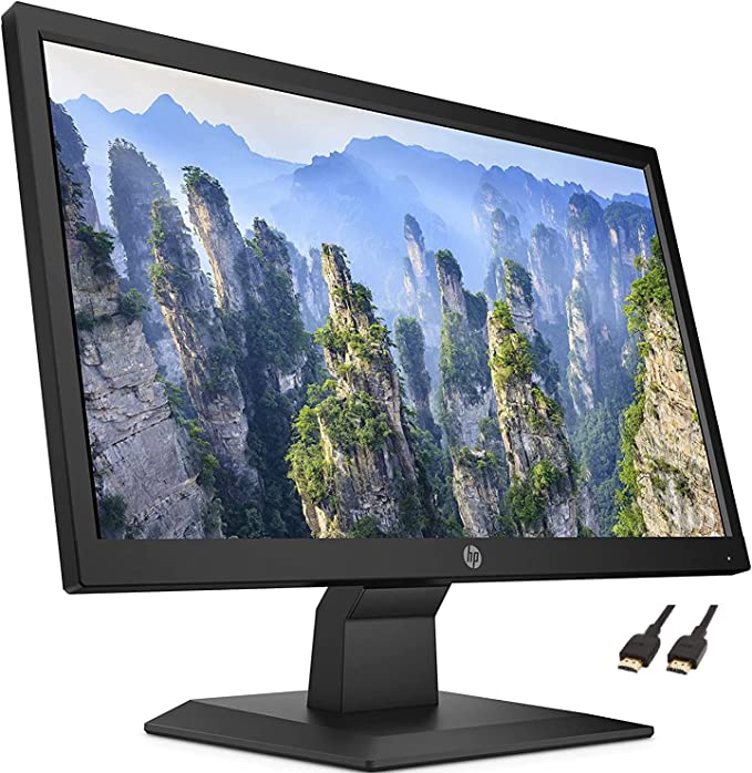 HP New V20 HD  Compact Monitor: 19.5-inch HD  Computer Monitor with TN Panel and Blue Light Settings, Monitor with Tiltable Screen, HDMI and VGA Port, 60Hz, TF-HDMI Cable, Black