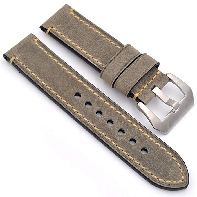 Watch Bands Leather Watch Strap Fashion Men Watch Belt 20mm 22mm 24mm Watch Band Watch Accessories For Traditional Watch Sports Watch Father Lover's Birthday Gift Gray Brown Black