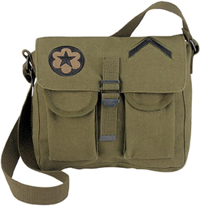 Rothco Ammo Shoulder Bag with Military Patches, OD & Khaki