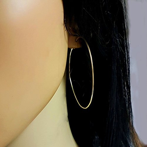 Gold filled extra large hoop earring, thin hoops