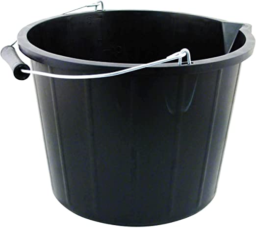 Bucket 3 Gallon Heavy Duty Black Builders 14l Litre Plastic Bucket Metal Handle