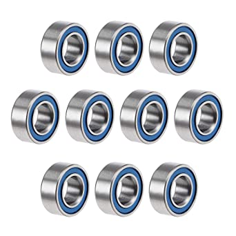 uxcell MR105-2RS Deep Groove Ball Bearings 5mm Inner Dia 10mm OD 4mm Bore Double Sealed Chrome Steel Blue Seal Z2 10pcs