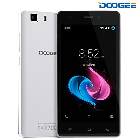 DOOGEE X5, 5 Inch 3G SIM-Free Unlocked Cell Phones - Android 5.1 Dual SIM Mobile Phone With HD IPS Display - MT6580 Quad Core - 8GB ROM 5MP Camera Bluetooth 4.0 - GPS Xender Smartphone - White