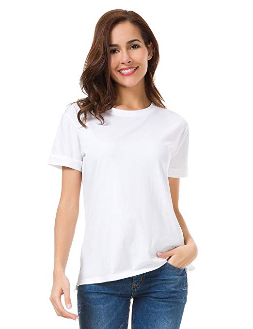LUSMAY Womens Loose Fitting Short Sleeve T Shirts Tops Cotton Casual Blouses