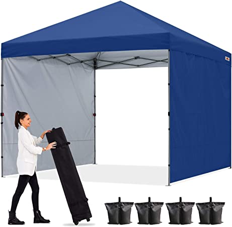 ABCCANOPY Outdoor Easy Pop up Canopy Tent with 2 Sun Wall 10x10, Navy Blue