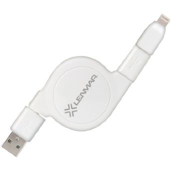 Retractable USB to MicroLightning Cable White By Lenmar