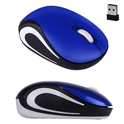 Portable Perman Cute Mini 2.4GHz Wireless 3 Buttons Optical Mouse Mice with USB Receiver for Computer PC Laptop Notebook Blue