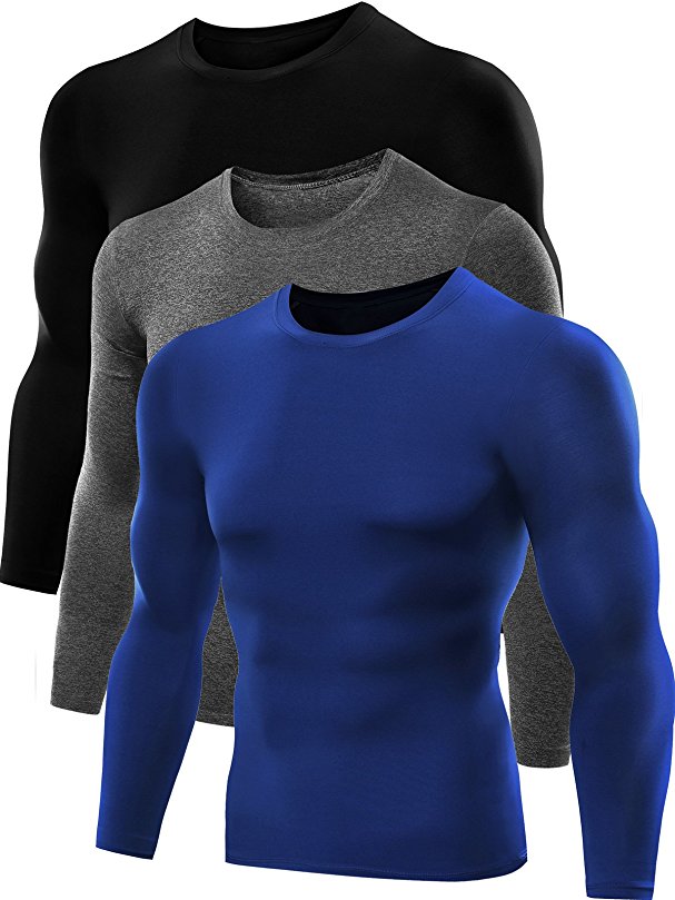 Neleus Men's Dry Fit Athletic Compression Shirt Pack Of 3
