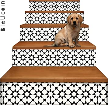 Bleucoin Classicism Stair Riser Peel and Stick Vinyl Decal SelfAdhesive Waterproof Easy to Trim & Clean Pet Friendly Repositionable Removable DIY Murals for Home Décor -Pack of 2 Strips (7.1" x 49")