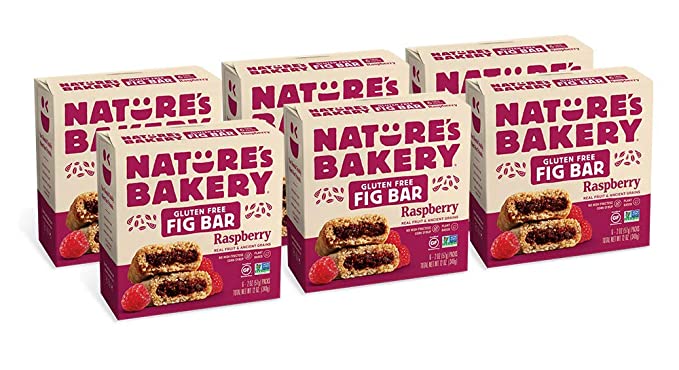 Nature’s Bakery Gluten Free Fig Bars, Raspberry, Real Fruit, Vegan, Non-GMO, Snack bar, 6 boxes with 6 twin packs (36 twin packs)