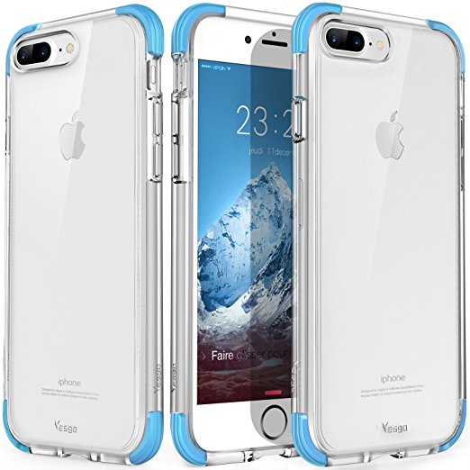 iPhone 8 Plus Case, Clear iPhone 7 Plus Case Cover Crystal Shock-Absorption Soft TPU Bumper and Anti-Scratch Ultra Slim Case for Apple iPhone 7 Plus(2016) & iPhone 8 Plus(2017) (Light Blue)