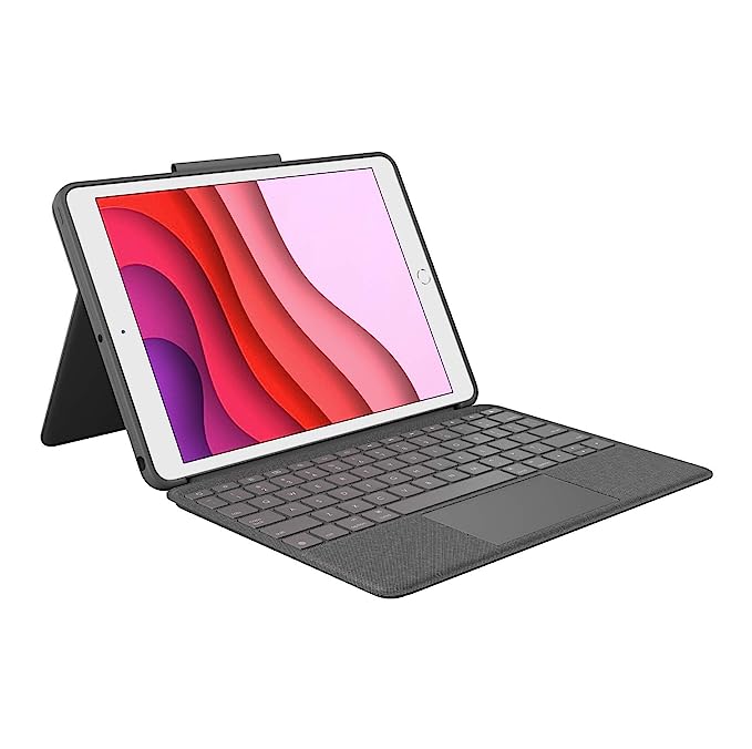 Logitech Combo Touch for iPad 7th, 8th and 9th Gen Wireless Detachable Keyboard case with trackpad and Smart Connector Technology (Graphite)