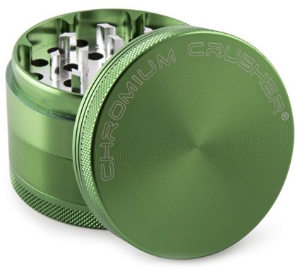 Chromium Crusher 2.2" 4 piece Coffee Spice Tobacco Herb Grinder with Lifetime Warranty - Pick Your Grinder (Green Aluminum)