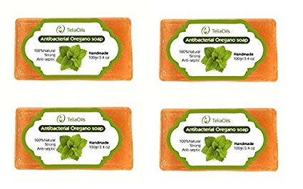 Antibacterial & Antifungal Oregano soap for deep skin cleaning - Powerful Antiseptic. For nail & skin infections, Athlete’s foot, acne etc 100% safe & effective, For all skin types / pack of 4 x 100gr