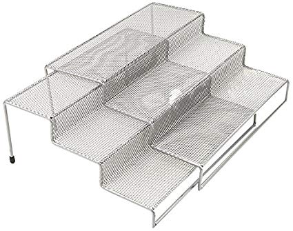 Mind Reader 3 Tier Metal Mesh Kitchen Storage Organizer, 2 Pcs, Silver