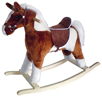 Charm Company Pinto Horse Rocker, Brown Saddle Brown Saddle