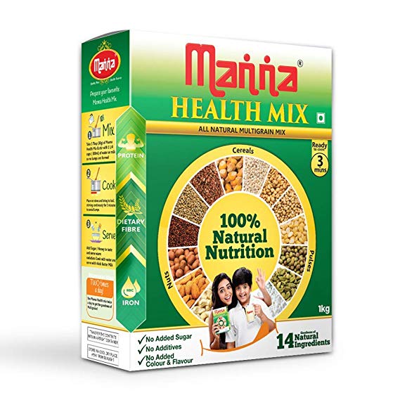 Manna Health Mix, 100% Natural Breakfast Porridge Without Preservatives & Added Sugars, 1Kg Pack