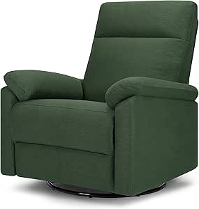 DaVinci Suzy Electronic Swivel Recliner with USB Port in Pine Green, GREENGUARD Gold & CertiPUR-US® Certified