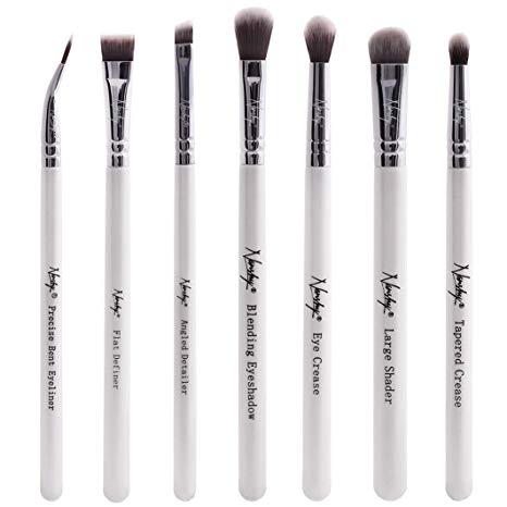 Nanshy Eyeshadow Brushes Set for Application & Blending of Powder or Cream Shadow (Pearlescent White)