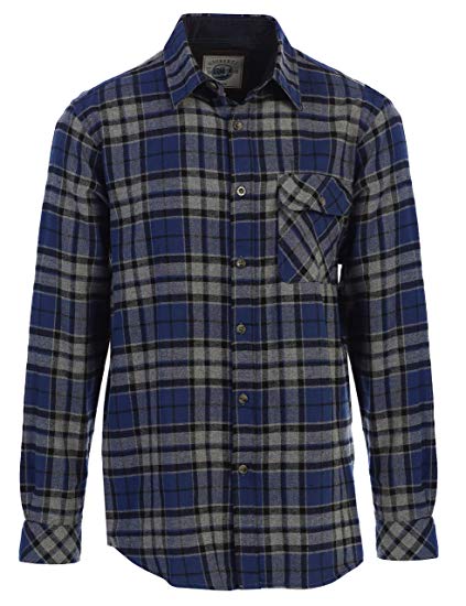 Gioberti Men's 100% Cotton Flannel Shirt with Corduroy Contrast