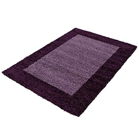 Shaggy carpets for living rooms, dining rooms or guest rooms with various colors such as black, brown, cream, green, red, mocha, purple, turquoise with 3 cm pile height and the carpets with OEKOTEX certified 1503, Size:300x400 cm, Color:Purple