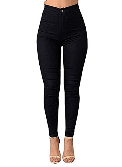 Ferbia High Waisted Pants Womens Stretchy Slim Fit Pencil Pants Ankle Length Trousers